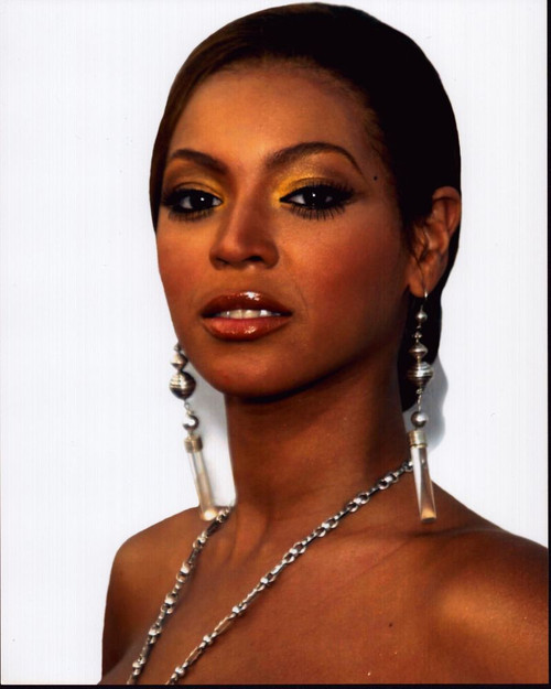 Beyonce Close Up In Long Silver Earrings And Necklace Photo Print