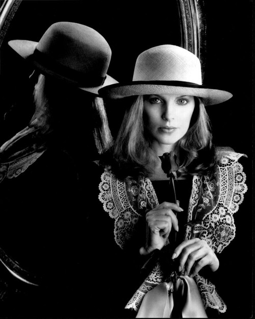 Priscilla Presley In Lace Top And Hat Holding A Rose Photo Print (8 x 10)