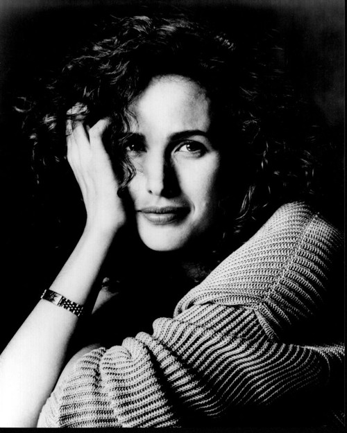 Andie Macdowell In Sweater With Head On Hand Black And White Photo Print