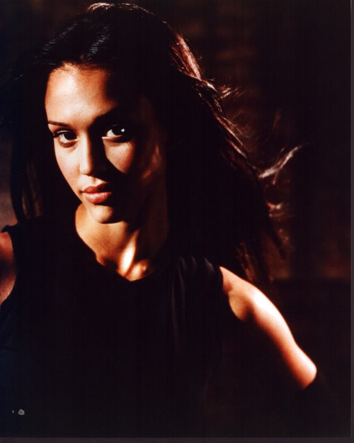 Jessica Alba Close Up In Black Photo Print
