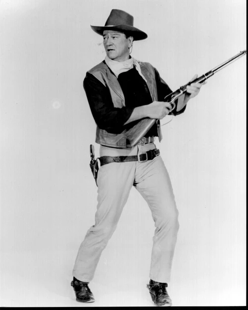 John Wayne Posed Holding Gun For El Dorado Black And White Photo Print