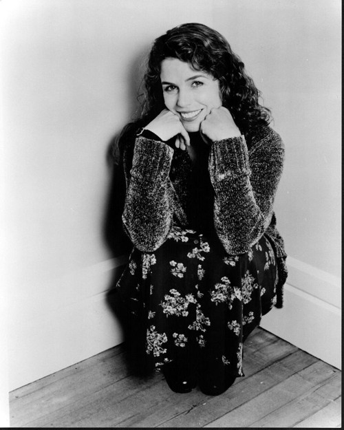 Megan Gallagher Wearing Sweater And Floral Skirt In Corner Black And White Photo Print