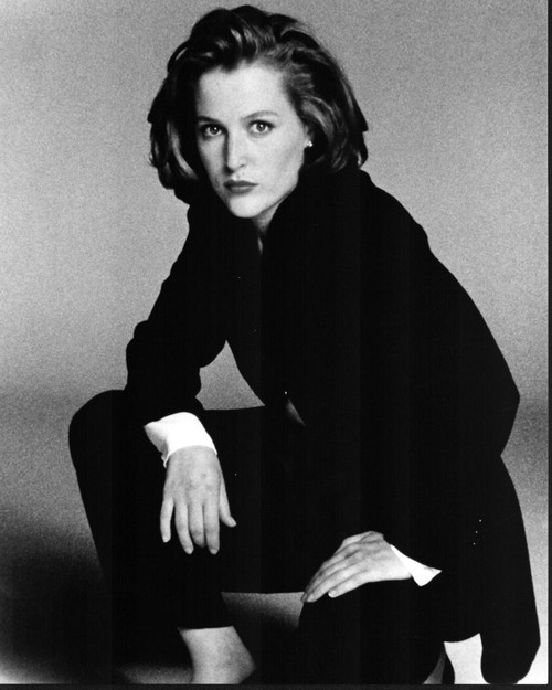 Gillian Anderson Crouching In Suit Black And White Photo Print (8 x 10)