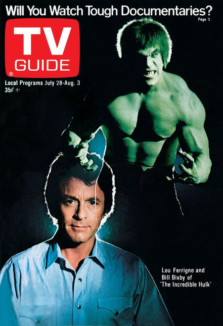 The Incredible Hulk, From Left: Bill Bixby, Lou Ferrigno, Tv Guide Cover, July 28 - August 3, 1979. Tv Guide/Courtesy Everett Collection Poster Print