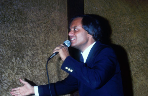 Jonathan perfroming at an event, circa 1970s. Photo: Oscar Abolafia (jonathanschwartz002) Poster