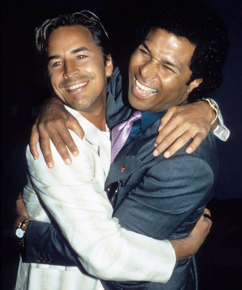 Don Johnson, Philip Michael Thomas, 1985. Photo by Adam Scull (Don Johnson Philip Michael Thomas11899) Poster