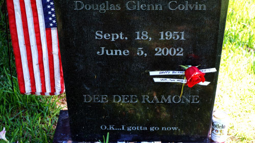 Dee Dee Ramone of The Ramones Gravesite at Hollywood Forever Cemetery, Los Angeles, CA. ph: Ron Wolfson / Poster