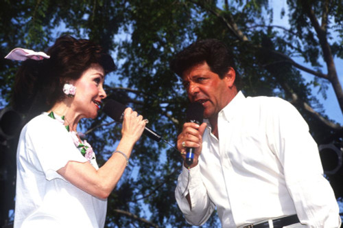 Frankie Avalon & Annette Funicello performing at Knott's Berry Farm, Buena Park, CA, 1990. *exclusive* ph: Ron Wolfson / (Frankie Avalon & Annette Funicello 3) Poster