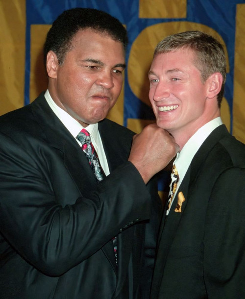 Muhamed Ali, Wayne Gretzky 1993. Photo by John Barrett (Muhamed Ali Wayne Gretzky3468) Poster