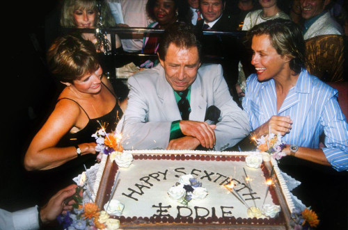 Carrie Fisher, Eddie Fisher, Lauren Hutton 1988. Photo by Adam Scull (Eddie Fisher1294) Poster