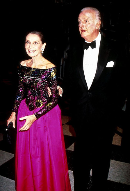 Audrey Hepburn, Hubert de Givenchy, 1991. Photo by Adam Scull (Audrey Hepburn Hubert di Givenchy03930) Poster