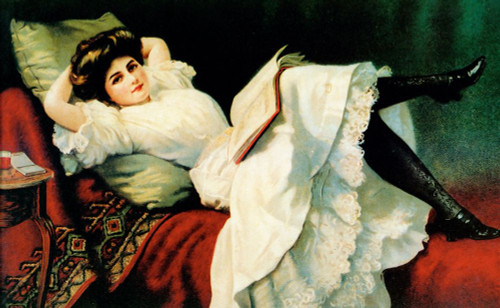 Beautiful Girl Laying On Couch Poster Print - Apple Collection Vintage