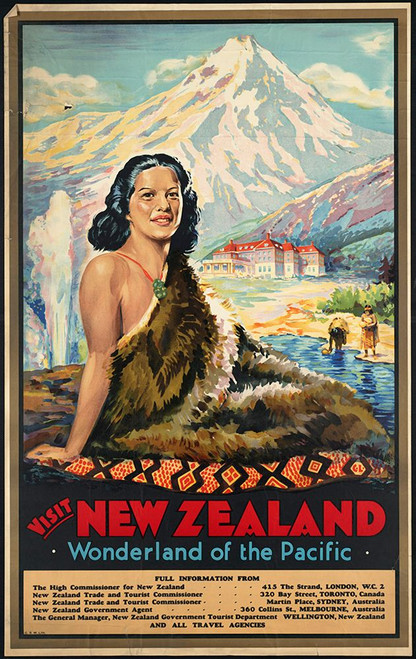 New Zealand Wonderland Of The Pacific Poster Print - Apple Collection Vintage
