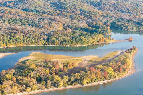 USA-Tennessee. Hiwassee Wildlife Refuge fall color beginning. Poster Print - Trish Drury