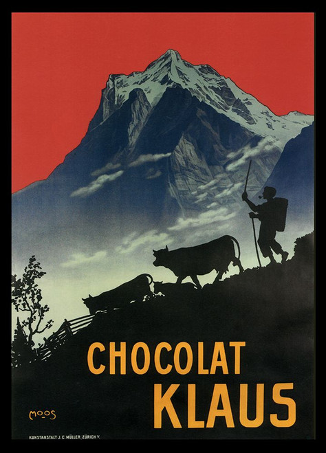 Chocolat Klaus Mountains Switzerland 1910 Poster Print - Apple Collection Vintage