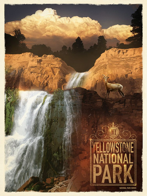 Yellowstone National Park Poster Print - Red Truck Old