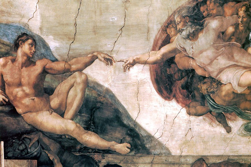Michelangelo-Creation of man Poster Print - Apple Collection Vintage