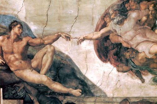 Michelangelo-Creation of man Poster Print - Apple Collection Vintage