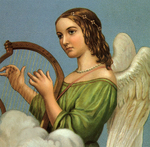 Angel With Harp Poster Print - Apple Collection Vintage