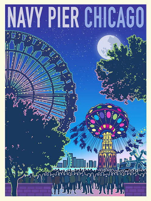 Navy Pier Chicago Poster Print - Red Truck Old