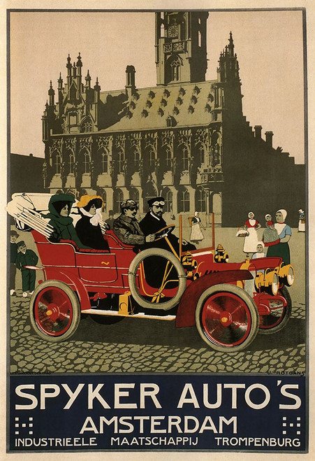 Spyker Auto Dutch 1910 Poster Print - Apple Collection Vintage