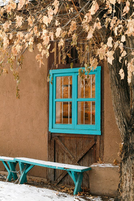 Taos-New Mexico-USA. Winter scene with adobe wall Poster Print - Julien McRoberts