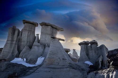 USA- New Mexico. Bisti Badlands eroded rock formations. Poster Print - Gallery Jaynes