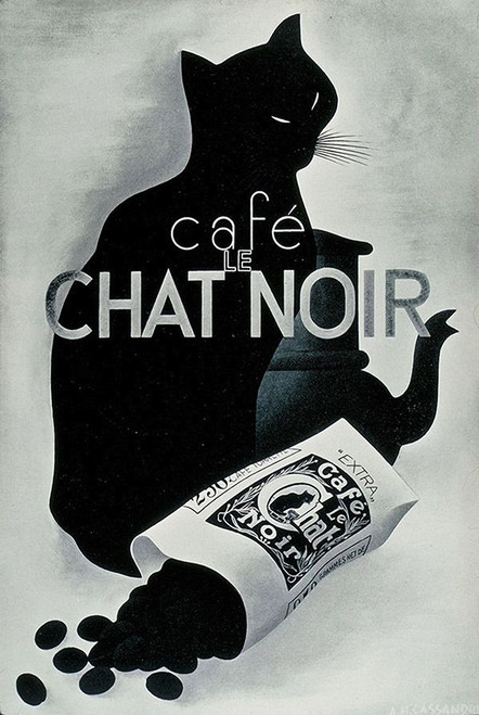 Chat noir Coffee Poster Print - Apple Collection Vintage