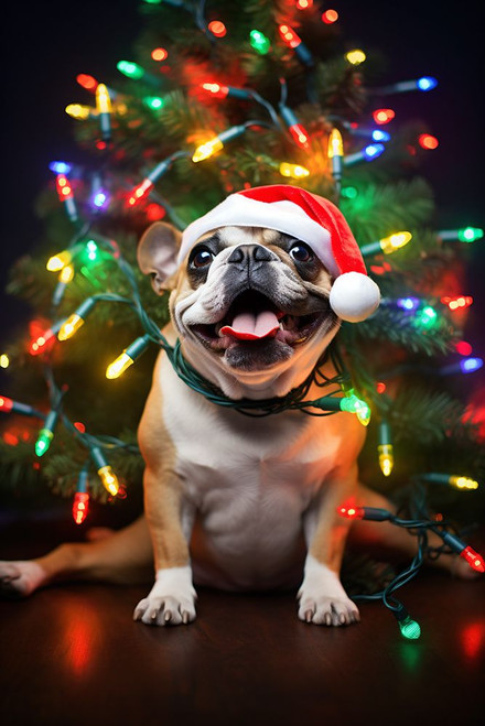 Happy Christmas Dog 8 Poster Print - Ray Heere