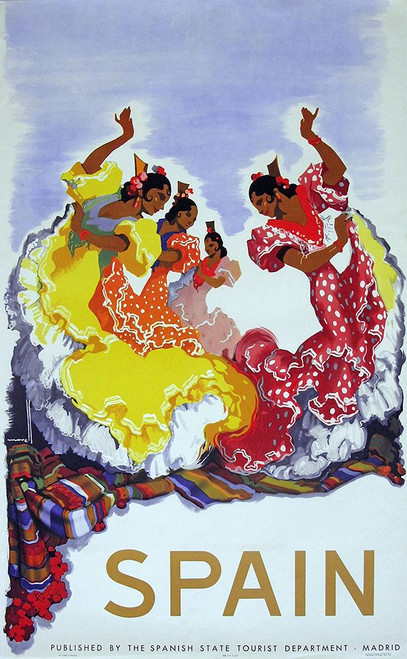 Spain Ladies Poster Print - Apple Collection Vintage