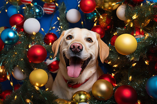 Happy Christmas Dog 4 Poster Print - Ray Heere
