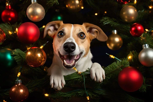 Happy Christmas Dog 2 Poster Print - Ray Heere