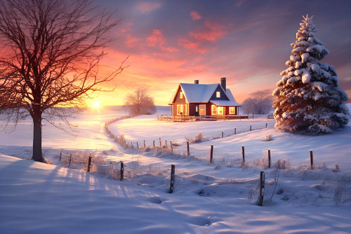 Farmland Christmas 4 Poster Print - Ray Heere