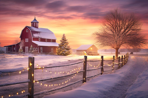 Farmland Christmas 3 Poster Print - Ray Heere