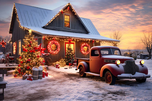 Farmland Christmas 6 Poster Print - Ray Heere