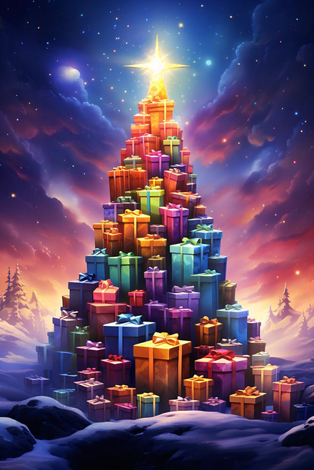 Colorful Christmas Tree 2 Poster Print - Ray Heere