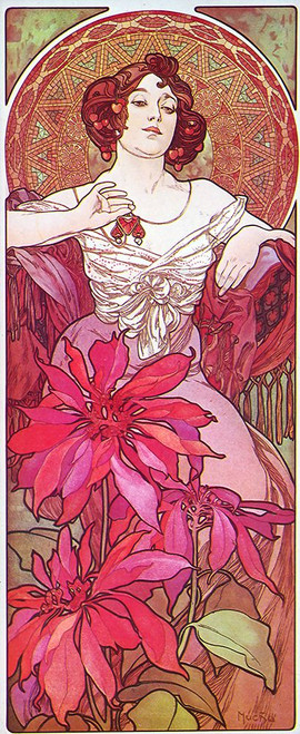 Mucha Ruby Poster Print - Apple Collection Vintage
