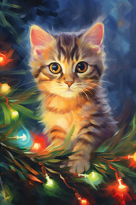 Christmas Kitten 7 Poster Print - Ray Heere