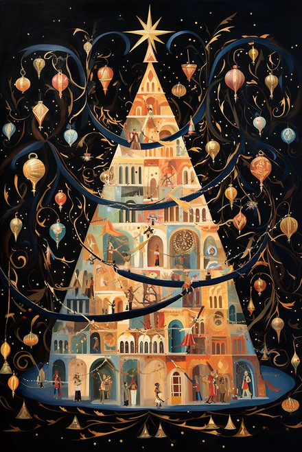 Art Deco Christmas Tree 3 Poster Print - Ray Heere