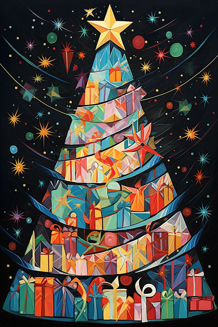 Art Deco Christmas Tree 8 Poster Print - Ray Heere