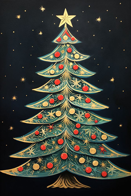 Art Deco Christmas Tree 6 Poster Print - Ray Heere