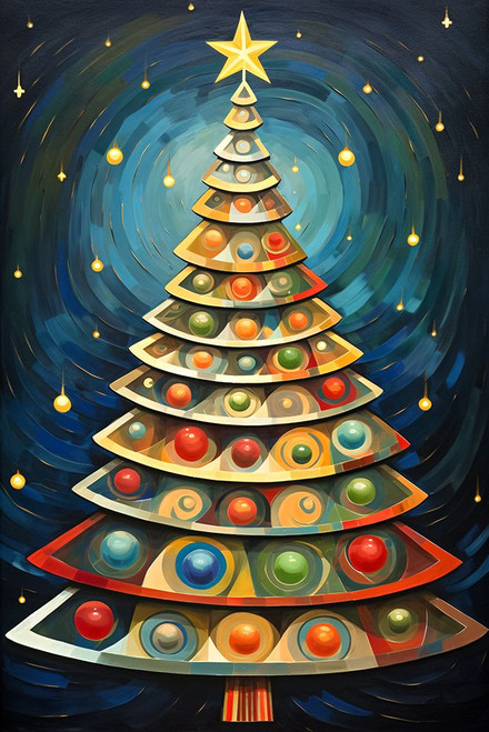 Art Deco Christmas Tree 5 Poster Print - Ray Heere