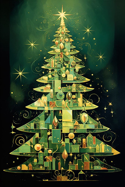 Art Deco Christmas Tree 2 Poster Print - Ray Heere