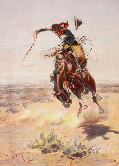 Charles Marion Russell - A Bad Hoss Poster Print - Apple Collection Vintage