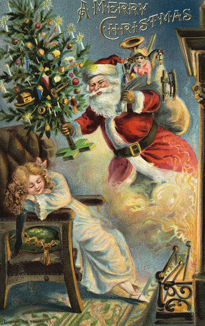 Merry Christmas Santa Poster Print - Apple Collection Vintage