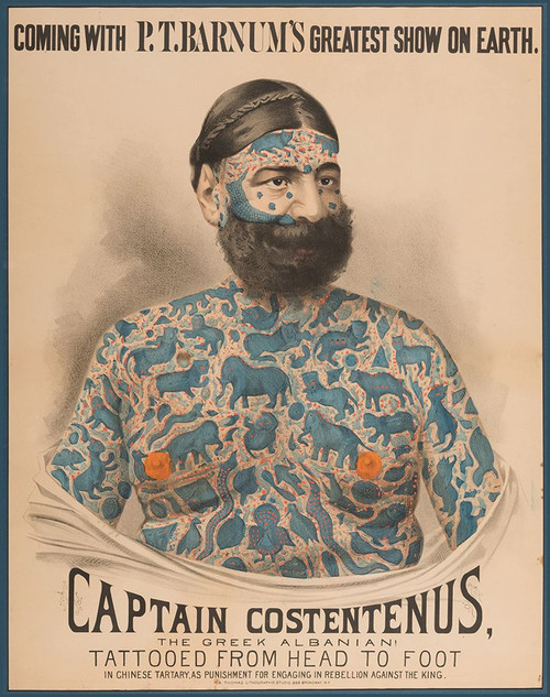 Sideshow Tattoo Man Poster Print - Apple Collection Vintage