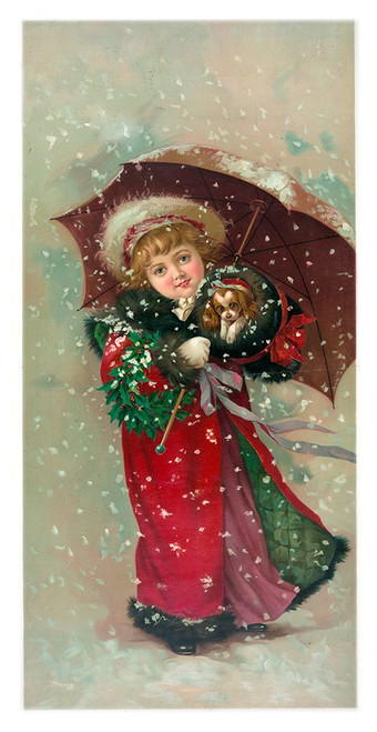 Little Girl Dog Poster Print - Apple Collection Vintage