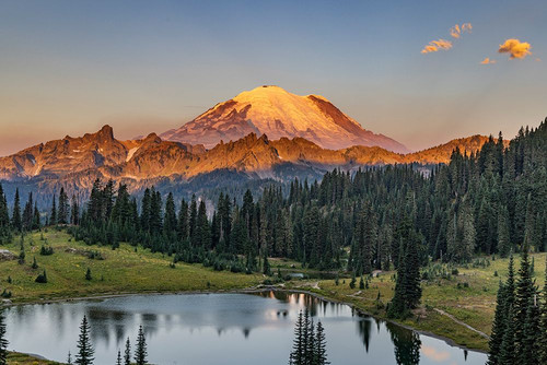 Sunrise over Tipsoo Lake in Mount Rainier National Park-Washington State-USA Poster Print - Chuck Haney