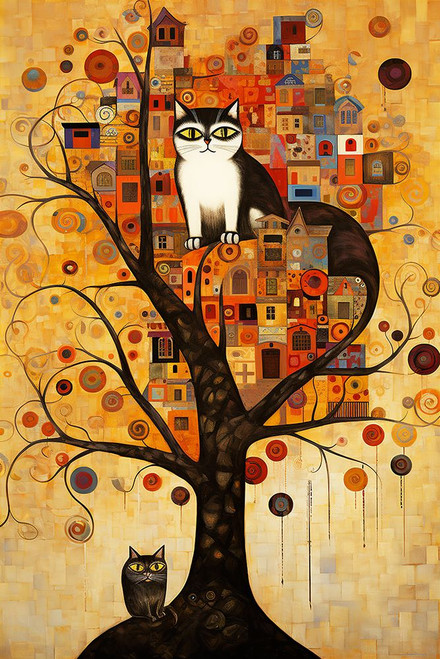 Art Deco Cat 8 Poster Print - Ray Heere