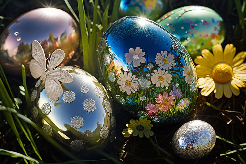 Shiny Easter Eggs 1 Poster Print - Ray Heere